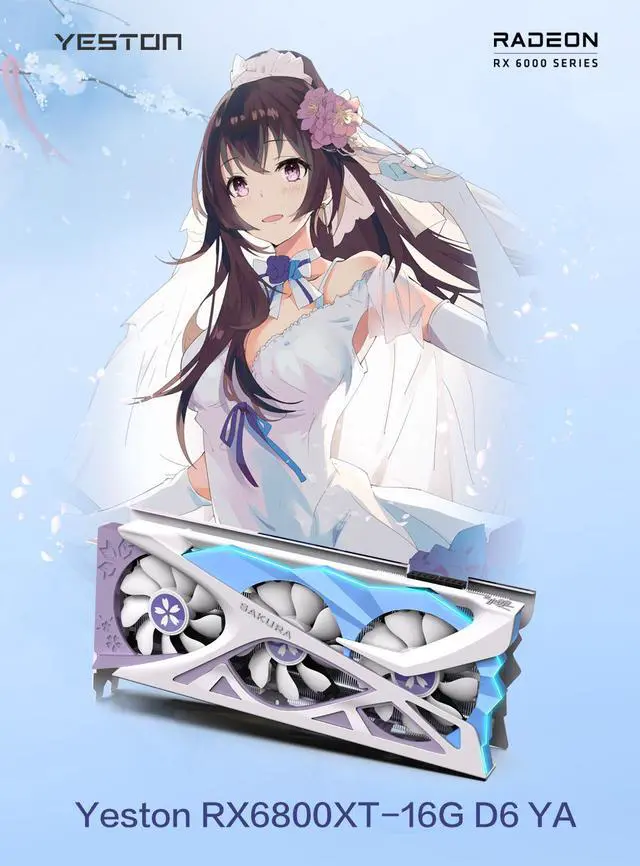 Main image of Yeston Radeon RX 6800 XT 16GB D6 GDDR6 256bit 7nm video cards Desktop computer PC Video Graphics Cards support PCI-Express 4.0 2*DP+1*HDMI-compatible +1*Type c  RGB light effect Fragrant graphics card