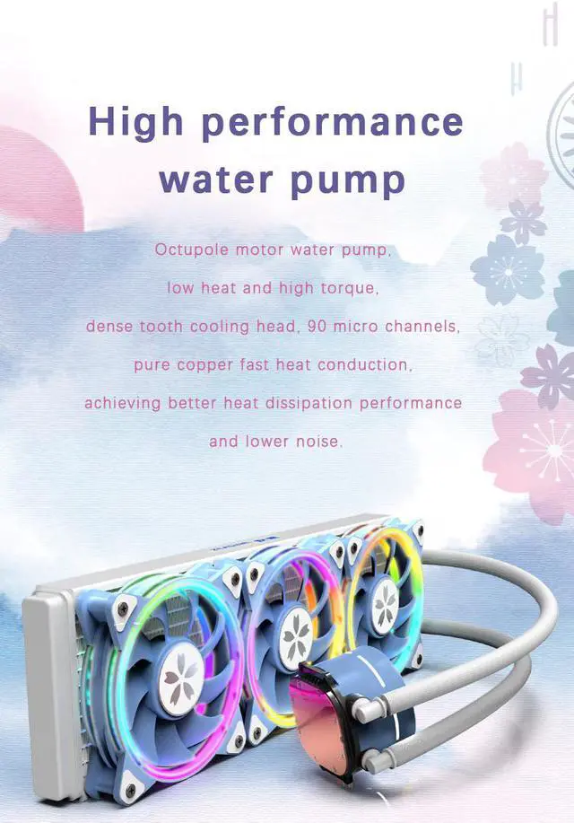 Alt view image 3 of 7 - Yeston * zeaginal Sakura 360 integrated CPU supports Intel / AMD platform PWM temperature control fan water cooling radiator ARGB  synchronous fan