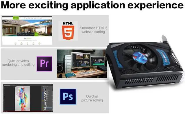 Alt view image 4 of 7 - Yeston Radeon RX 550 4GB GDDR5 1183MHz 512processors PCIExpress 3.0 DirectX12 video cards Double slot DP+HDMI compatible +DVI-D graphics card of Desktop