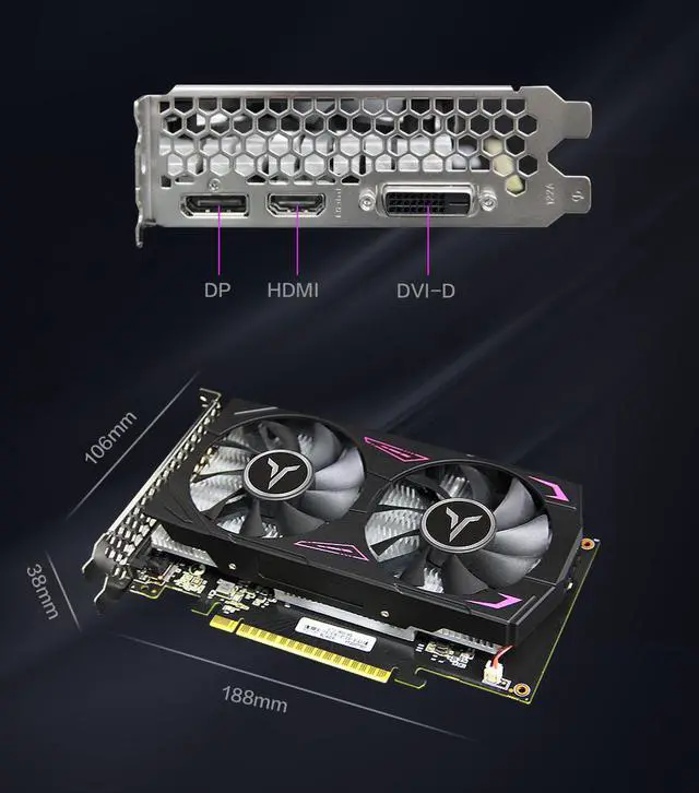 Alt view image 5 of 7 - Yeston GeForce GTX 1650  4GB GDDR6 Graphics cards Nvidia pci express x16 3.0 video cards DirectX 12 Desktop computer PC video gaming graphics card