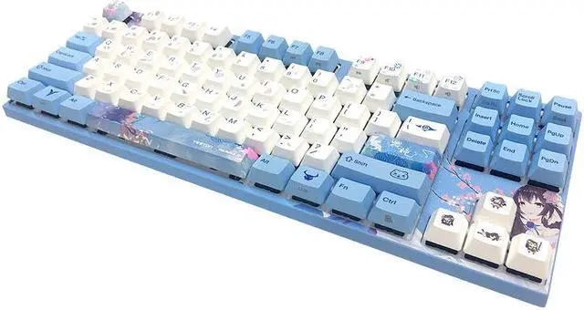 Alt view image 4 of 7 - Yeston Sakura Cherry Red Shaft/Limited Edition yeston x Varmilo Co-branded VA87 Sakura Limited Edition Mechanical Keyboard Cherry Red switch PBT Sublimation Keycap Keyboard