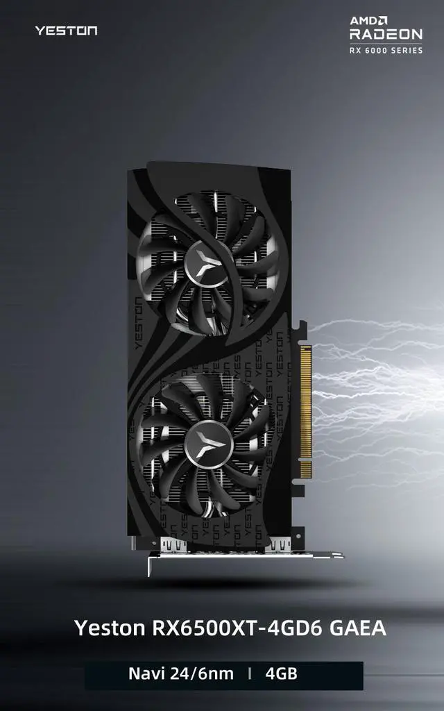 Alt view image 6 of 7 - Yeston Radeon RX 6500 XT 4GB D6 GDDR6 6nm video cards Desktop computer PC Video Graphics Cards support PCI-Express 4.0 1*DP+1*HDMI-compatible  graphics card