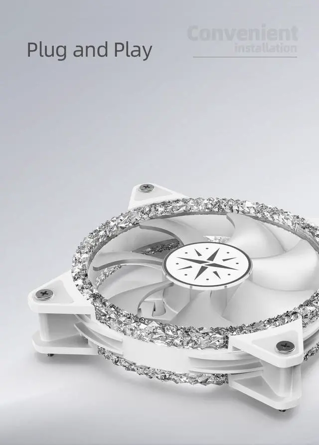 Alt view image 4 of 4 - Zeaginal ZC-12025 ARGB  bling bling*3 LED 120mm Case Fan,Quiet Edition High Airflow Color LED Case Fan for PC Cases, CPU Coolers,Radiators SystemComputer Case Cooling Fan White 3 Packs