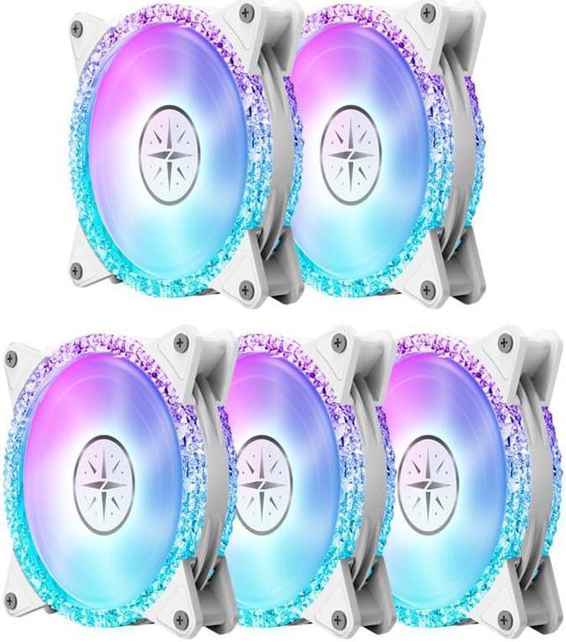 Zeaginal ZC-12025 ARGB bling bling* LED 120mm Case Fan,Quiet Edition High  Airflow Color LED Case Fan for PC Cases, CPU Coolers,Radiators  SystemComputer Case Cooling Fan White ARGB 5 Packs 