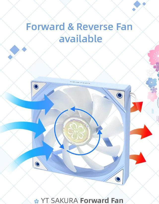 Alt view image 6 of 7 - Yeston New Sakura ARGB LED 120mm Case Fan,Quiet Edition High Airflow Color LED Case Fan for PC Cases, CPU Coolers,Radiators SystemComputer Case Cooling Fan