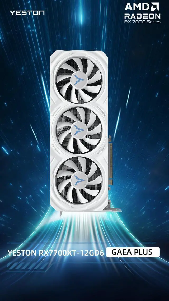 Alt view image 6 of 7 - Yeston Radeon RX 7700 XT 12G GDDR6 video cards Desktop computer PC Video Graphics Cards support PCI-Express 4.0 3*DP+1*HDMI-compatible white graphics card