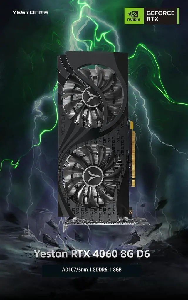 Alt view image 6 of 7 - Yeston RTX 4060 8GB GDDR6 Graphics cards pci express 4.0 video cards Desktop computer PC video gaming graphics card