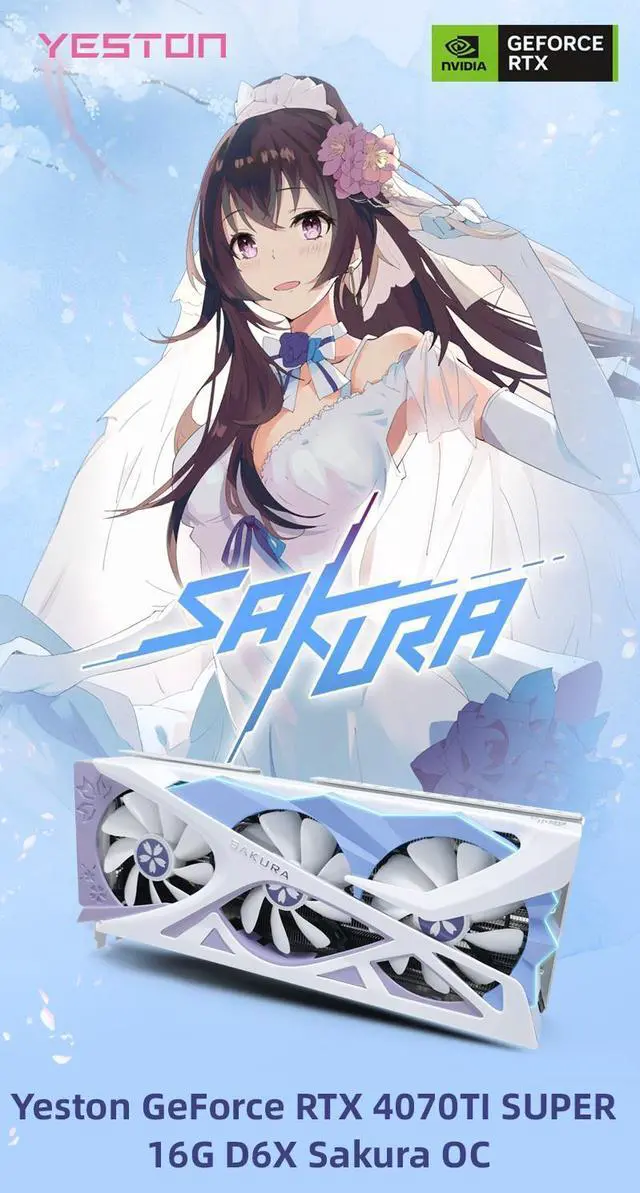 Alt view image 5 of 6 - Yeston Sakura GeForce RTX 4070 Ti Super 16GB GDDR6X PCI Express 4.0 Video Card HDMI 2.1*1 + DP1.4a*3 video cards Desktop computer PC video gaming graphics card