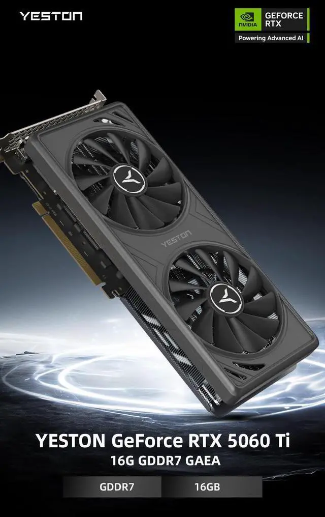 Alt view image 5 of 13 - Yeston RTX 5060Ti 16GB GDDR7 Dual Fan Graphics cards pci express 5.0 video cards Desktop computer PC video gaming graphics card