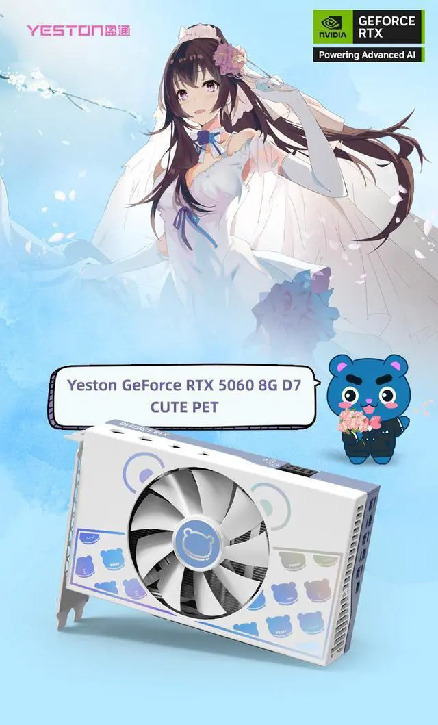 Alt view image 6 of 7 - Yeston RTX 5060 8GB GDDR7 cute pet Graphics cards pci express 5.0 video cards Desktop computer PC video gaming graphics card