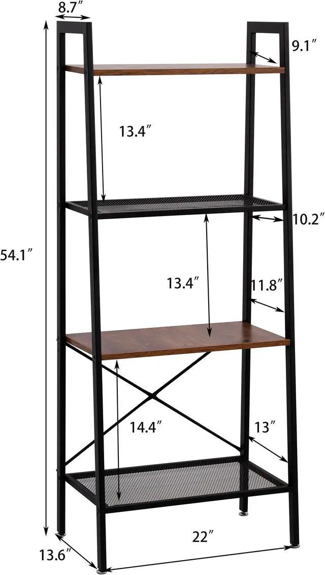 Alt view image 3 of 14 - 4-Shelf Shelves Storage Unit Metal Multipurpose Light Indoor Storage Rack  With Leveling Feet ,Black(22 "x 13.6" x 54 ")
