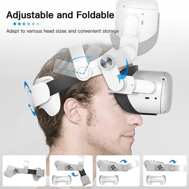 Alt view image 6 of 7 - METORY Adjustable Head Strap for Oculus Quest 2, Replacement for Elite Strap, Foldable and Soft, Reduce Face Pressure, Accessories for VR