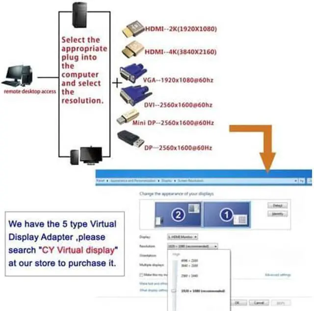 Alt view image 5 of 6 - Virtual Display Adapter DP Displayport Plug EDID Display 2560x1600p@60Hz DP-113