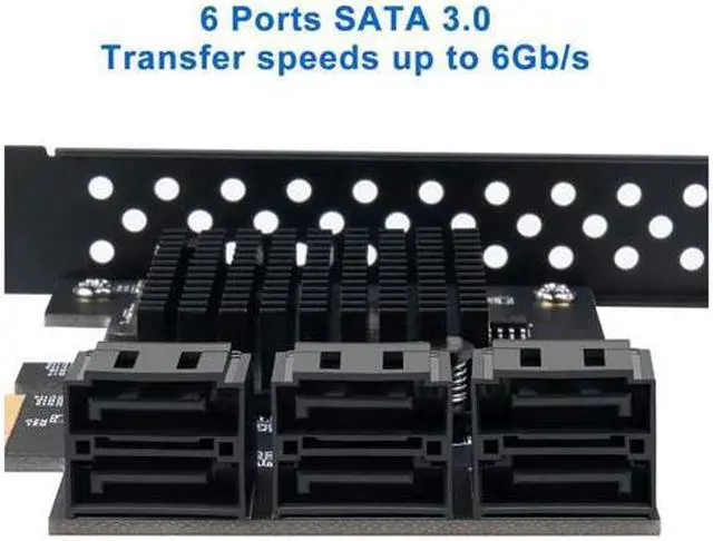 Alt view image 2 of 7 - WERLEO PCIe SATA Card 6 Port with 6 SATA Cables and a SATA Power Splitter Cable, 6 Gb/s PCIe SATA Controller Expression Card with Low Profile Bracket, Boot as System Disk Support 6 SATA 3.0 Devices