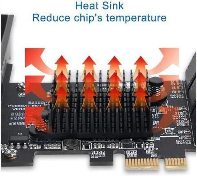 Alt view image 5 of 7 - WERLEO PCIe SATA Card 6 Port with 6 SATA Cables and a SATA Power Splitter Cable, 6 Gb/s PCIe SATA Controller Expression Card with Low Profile Bracket, Boot as System Disk Support 6 SATA 3.0 Devices