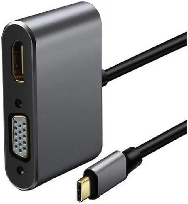 Alt view image 2 of 7 - USB-C to HDMI VGA Adapter USB 3.1 Type C to VGA HDMI 4K UHD Converter Adapter 4 in 1 USB C Hub Thunderbolt 3 Compatible for Macbook Pro  ChromeBook DELL HP Samsung Huawei