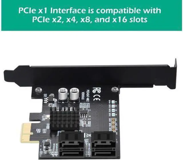 Alt view image 2 of 4 - PCIe SATA Card 4 Ports,6 Gbps SATA 3.0 PCIe Card,PCIe to SATA Controller Expansion Card,SATA 3.0 Non-Raid,Can be Use as System Boot Disk,Support SSD/HDD Hard Disk