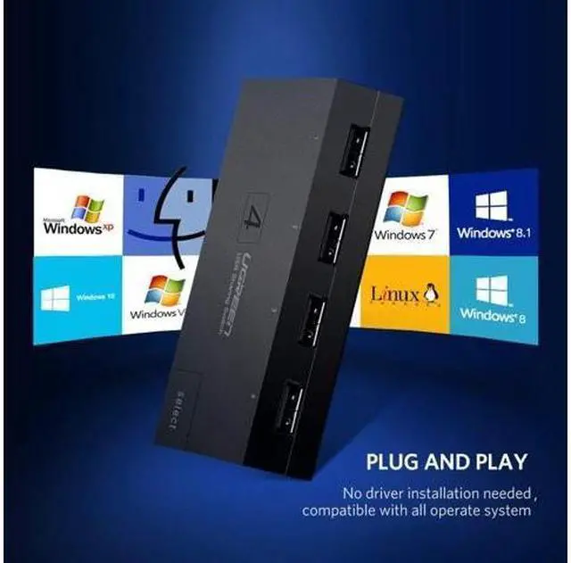 Alt view image 6 of 7 - UGREEN USB 2.0 Sharing Switch 4 Port USB Peripheral Switcher Adapter Box Hub 4 PCs Share 1 USB Device for Printer Scanner with 4 Pack USB 2.0 Male Cable