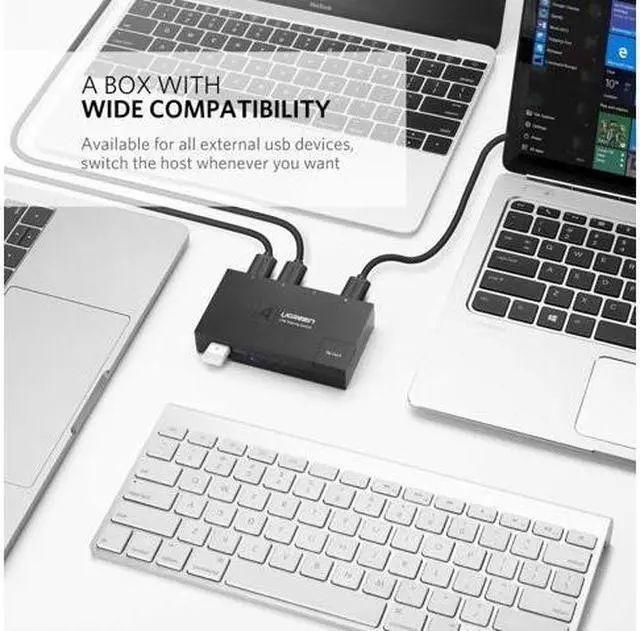 Alt view image 7 of 7 - UGREEN USB 2.0 Sharing Switch 4 Port USB Peripheral Switcher Adapter Box Hub 4 PCs Share 1 USB Device for Printer Scanner with 4 Pack USB 2.0 Male Cable