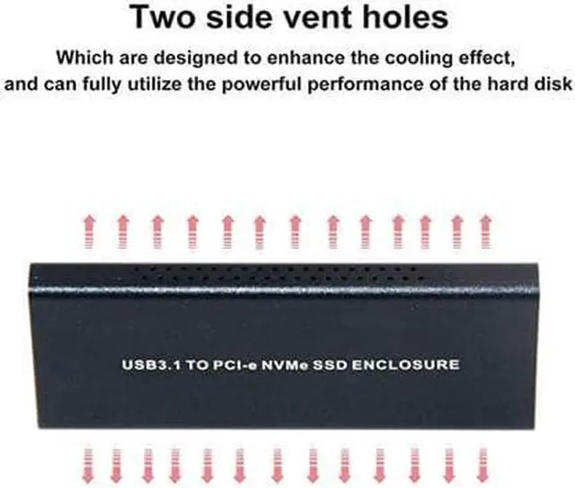 Alt view image 2 of 7 - NVMe Enclosure PCIe M2 2280 SSD BoxTypeC USB 31 NVME Solid State Hard Disk CaseHDD Enclosure 10 Gbps Gen 2 USB 31 to M2 Adapter with Case and USB C Cable M2 PCIe SSD to Type C Enclosure