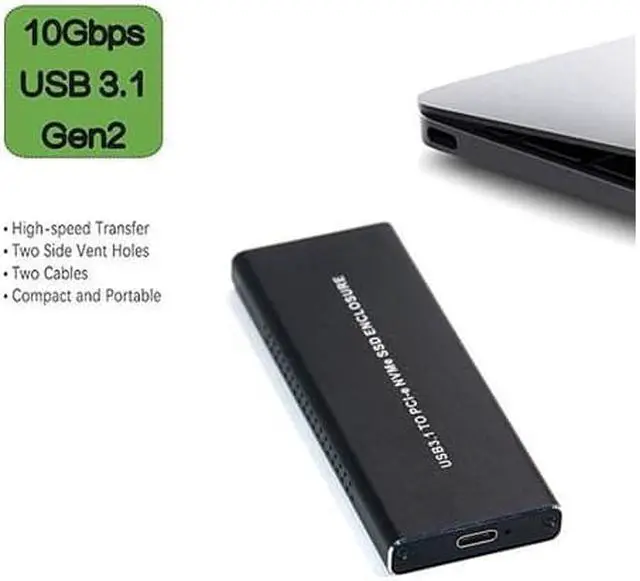 Alt view image 3 of 7 - NVMe Enclosure PCIe M2 2280 SSD BoxTypeC USB 31 NVME Solid State Hard Disk CaseHDD Enclosure 10 Gbps Gen 2 USB 31 to M2 Adapter with Case and USB C Cable M2 PCIe SSD to Type C Enclosure