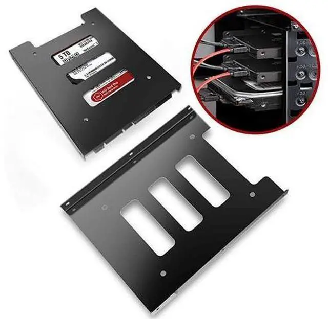 Alt view image 5 of 5 - SSD Mounting Bracket  2 Pack 25 to 35 Inch SSD HDD Holder Metal Mounting Adapter Bracket Dock for Desktop PC SSD Server Hard Drive Tray