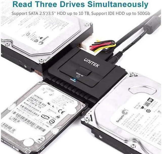 Alt view image 3 of 7 - USB 3.0 to IDE and SATA Converter External Hard Drive Adapter Kit for Universal 2.5/3.5 HDD/SSD Hard Drive Disk, One Touch Backup Function and Restore Software, Included 12V/2A Power Adapter