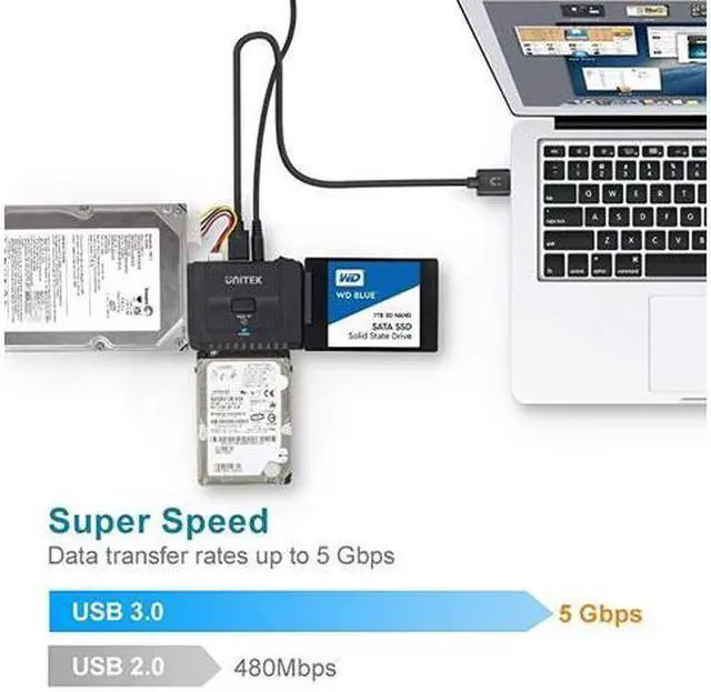 Alt view image 4 of 7 - USB 3.0 to IDE and SATA Converter External Hard Drive Adapter Kit for Universal 2.5/3.5 HDD/SSD Hard Drive Disk, One Touch Backup Function and Restore Software, Included 12V/2A Power Adapter
