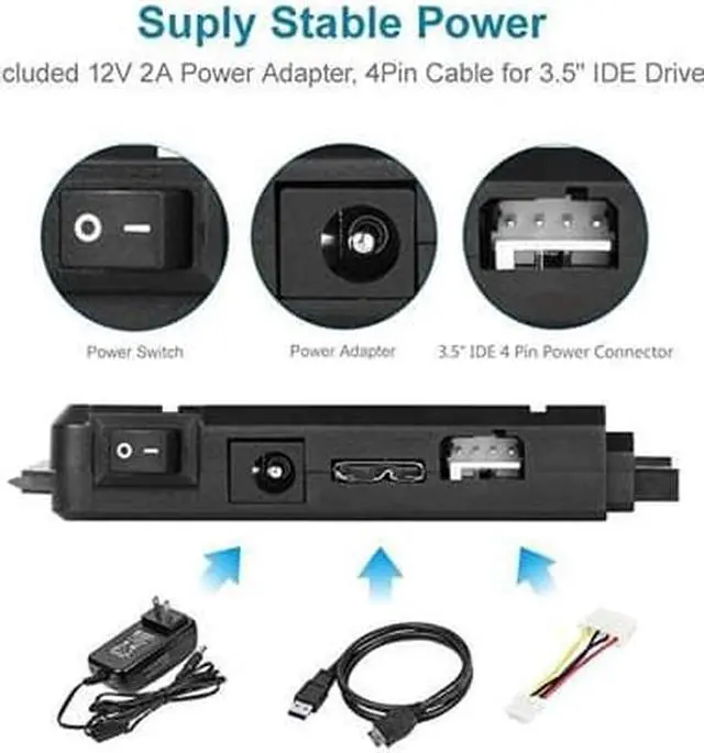 Alt view image 5 of 7 - USB 3.0 to IDE and SATA Converter External Hard Drive Adapter Kit for Universal 2.5/3.5 HDD/SSD Hard Drive Disk, One Touch Backup Function and Restore Software, Included 12V/2A Power Adapter