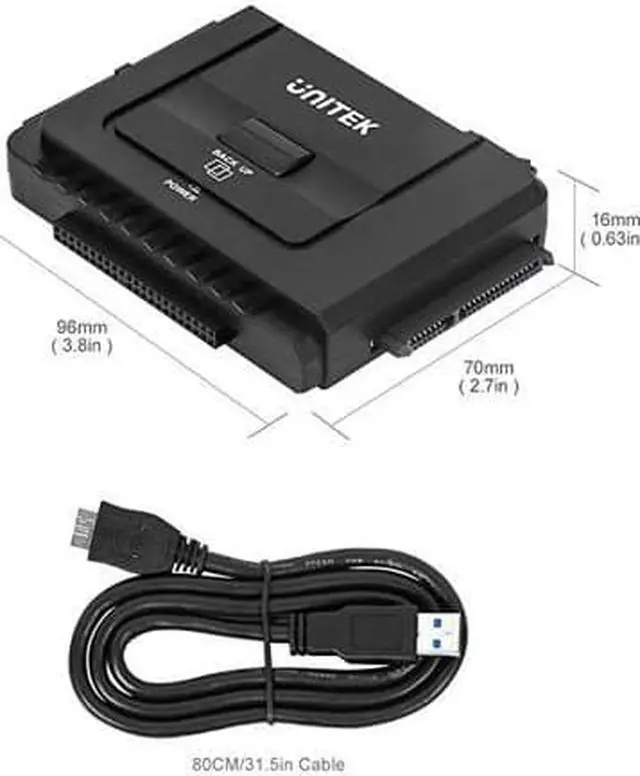 Alt view image 6 of 7 - USB 3.0 to IDE and SATA Converter External Hard Drive Adapter Kit for Universal 2.5/3.5 HDD/SSD Hard Drive Disk, One Touch Backup Function and Restore Software, Included 12V/2A Power Adapter