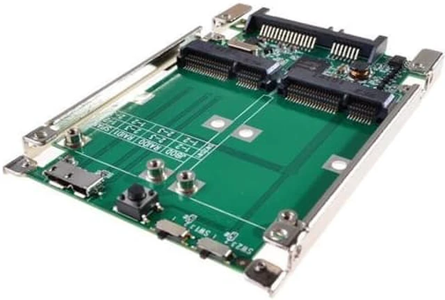 Alt view image 2 of 5 - 2.5" SATA III to dual mini SATA USB 3.0 to 2 mSATA SSD Raid controller card Converter with cable