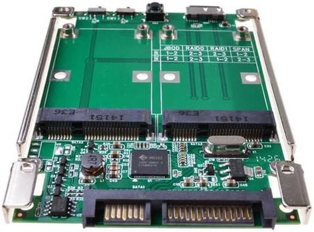 Alt view image 3 of 5 - 2.5" SATA III to dual mini SATA USB 3.0 to 2 mSATA SSD Raid controller card Converter with cable