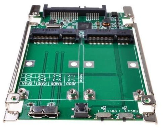 Alt view image 4 of 5 - 2.5" SATA III to dual mini SATA USB 3.0 to 2 mSATA SSD Raid controller card Converter with cable