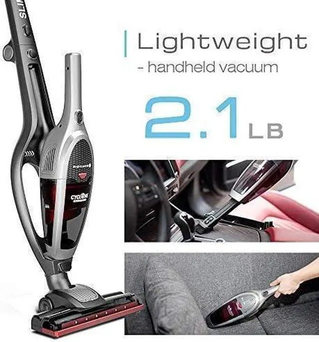 Alt view image 6 of 7 - ROOMIE TEC Cordless Vacuum Cleaner, 2 in 1 Handheld Vacuum, High-Power 2200mAh Li-ion Rechargeable Battery, with Corner Lighting and Upright Charging Base