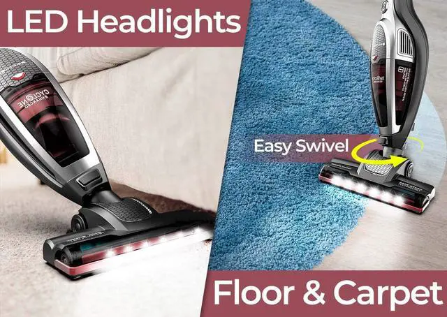 Alt view image 2 of 7 - ROOMIE TEC Cordless Vacuum Cleaner, 2 in 1 Handheld Vacuum, High-Power 2200mAh Li-ion Rechargeable Battery, with Corner Lighting and Upright Charging Base