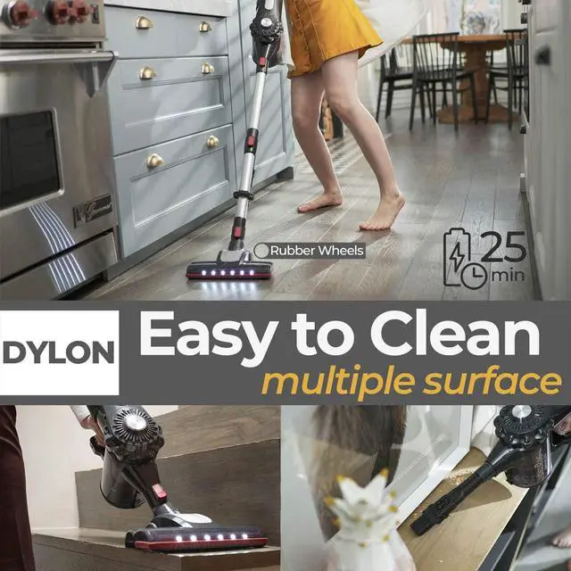 Alt view image 3 of 6 - RoomieTEC Cordless Stick Vacuum Cleaner, 2 in 1 Handheld Vacuum with 120W Suction Power, Stainless Steel Filter, HEPA Filter, Designed for Floor, Carpet, and Pet Hair - RM595202105