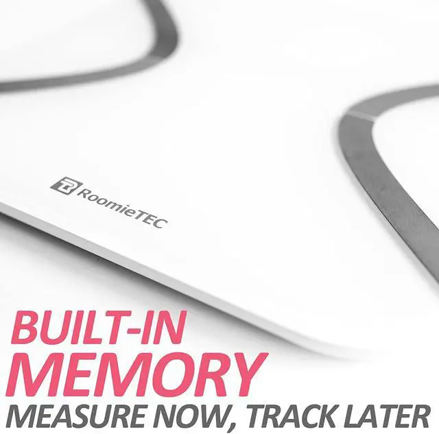 Alt view image 2 of 7 - ROOMIE TEC Smart Bluetooth Body Scale | BMI, BMR, Bone Mass, Muscle, Body Fat Analyzer | Bioimpedance BIA Bathroom Scale | Smartphone App to Monitor Weight Loss, Fitness Goals | White Glass - OEM