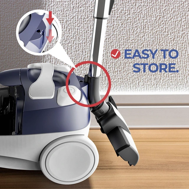 Alt view image 5 of 7 - PINETAN Bagless Canister Vacuum Cleaner, with Double HEPA Filtration, Lightweight Design & Powerful Suction, Multi-Surface Cleaning Nozzle and Automatic Cord Rewind - Ocean Blue, UC601