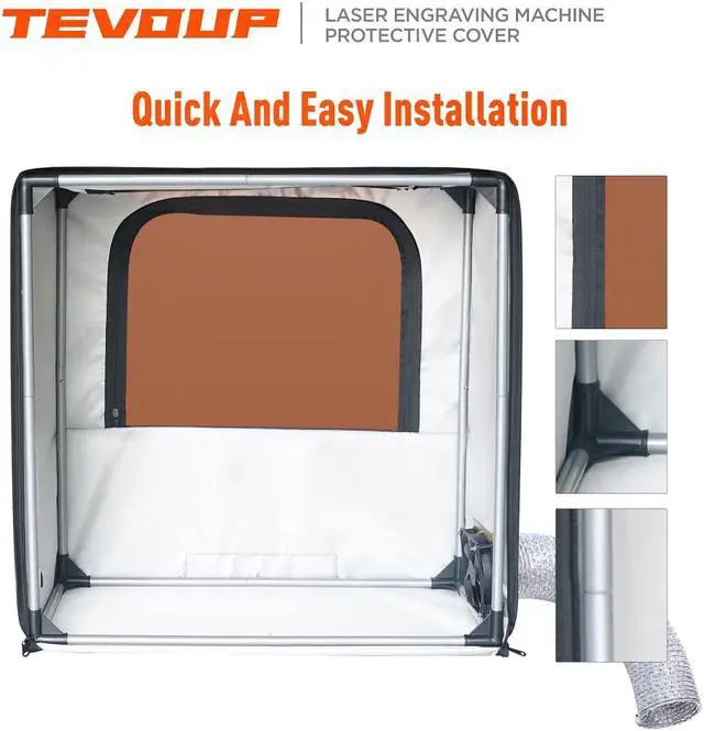 Alt view image 4 of 6 - Laser Engraver Enclosure with 2 Vent 700x700x350mm Fireproof and Dustproof Protective Cover for Most Laser Engraving Machine