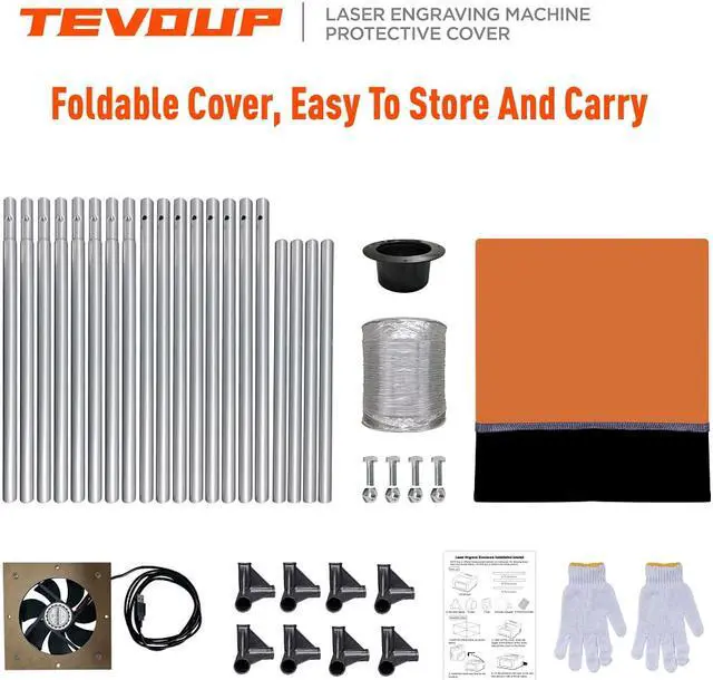 Alt view image 5 of 6 - Laser Engraver Enclosure with 2 Vent 700x700x350mm Fireproof and Dustproof Protective Cover for Most Laser Engraving Machine