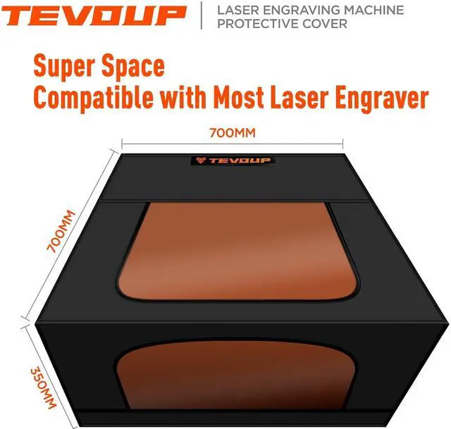 Alt view image 6 of 6 - Laser Engraver Enclosure with 2 Vent 700x700x350mm Fireproof and Dustproof Protective Cover for Most Laser Engraving Machine