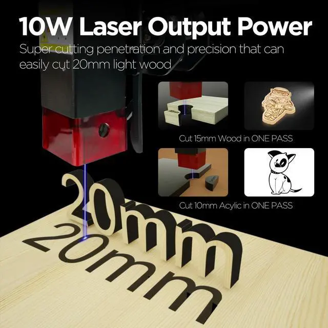 Alt view image 4 of 7 - ACMER-P1 10w Engraver machine, Engraving & Cutting Machine for Wood and Metal, Paper, Fabric, Acrylic