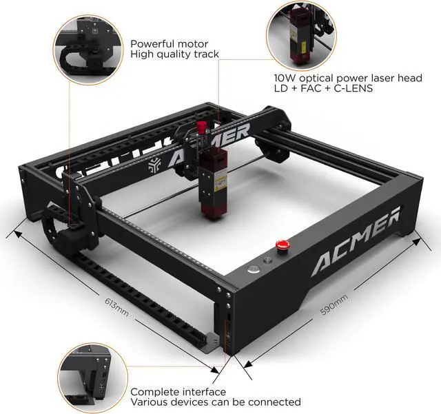 Alt view image 6 of 7 - ACMER-P1 10w Engraver machine, Engraving & Cutting Machine for Wood and Metal, Paper, Fabric, Acrylic