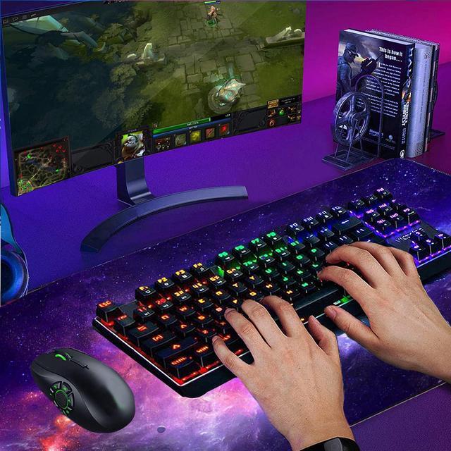 Alt view image 6 of 6 - Gaming Mouse Pad, EFOBO Large Mouse Pad XL, Big Extended Computer Keyboard Mouse Mat Desk Pad for Laptop with Stitched Edges, Waterproof Mousepad for Gamer Home&Office (Galaxy B, 31. 5x11.8in)