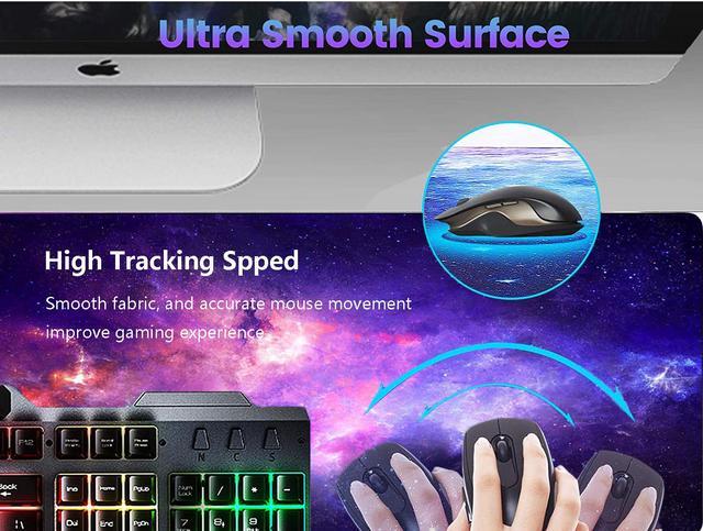 Alt view image 5 of 6 - Gaming Mouse Pad, EFOBO Large Mouse Pad XL, Big Extended Computer Keyboard Mouse Mat Desk Pad for Laptop with Stitched Edges, Waterproof Mousepad for Gamer Home&Office (Galaxy B, 31. 5x11.8in)