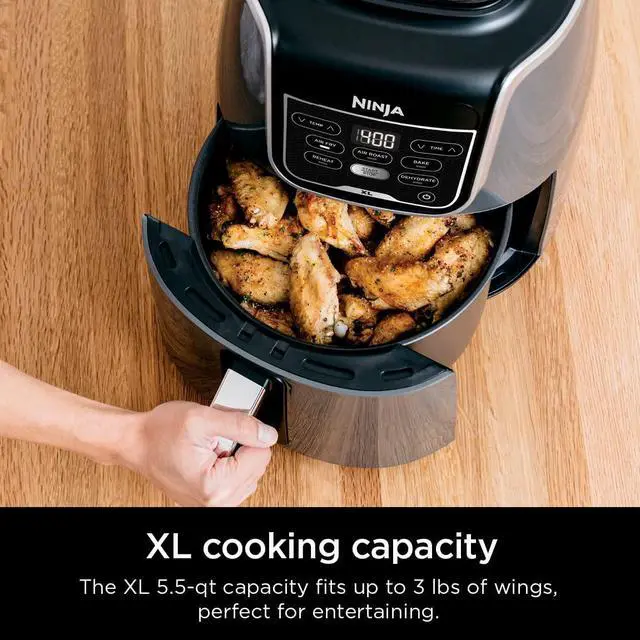 Alt view image 4 of 6 - Ninja AF150AMZ Air Fryer XL, 5.5 Qt. Capacity that can Air Fry, Air Roast, Bake, Reheat & Dehydrate, with Dishwasher Safe, Nonstick Basket & Crisper Plate and a Chef-Inspired Recipe Guide, Grey