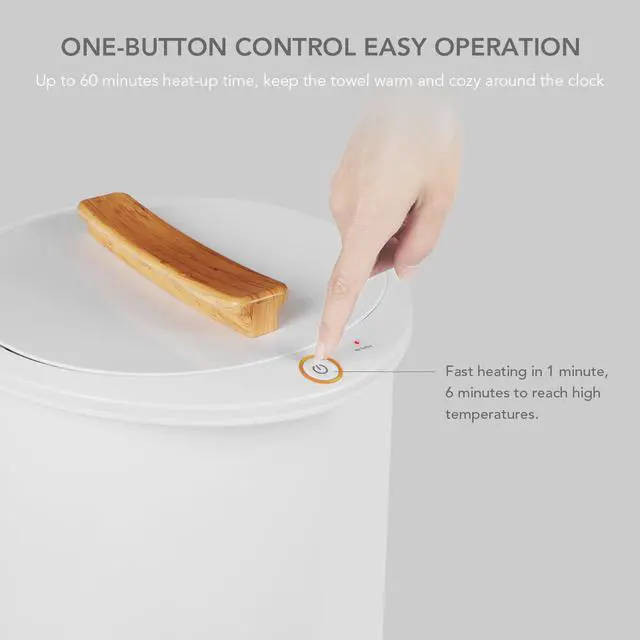 Alt view image 5 of 6 - Bucket StyleTowel Warmer, Large Towel Warmer for Bathroom, Auto Shut Off,  Fits Up to Two 40"X70" Oversized Towels,Towels, Bathrobes, Blankets, PJ's and More, White