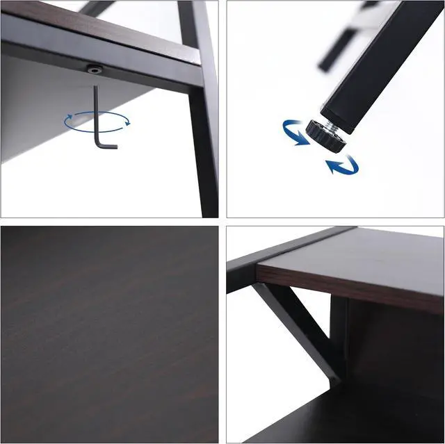 Alt view image 4 of 7 - Computer Desk 43.5" with Storage Shelf Study Writing Desk with Monitor Stand Home Office Desk Stable Metal Frame Workstation Black