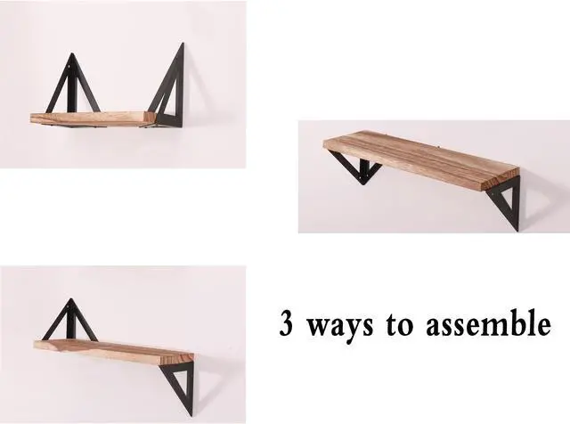Alt view image 4 of 6 - Solid Wood Floating Shelf 3-piece , Multi-Kinetic Energy Wall Hanging, Suitable for Living Room, Bedroom, Bathroom, Balcony, Storage Shelf