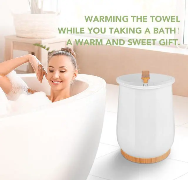 Alt view image 2 of 6 - Bucket StyleTowel Warmer, Large Towel Warmer for Bathroom, Auto Shut Off,  Fits Up to Two 40"X70" Oversized Towels,Towels, Bathrobes, Blankets, PJ's and More, White